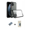 MARSİLYAN™- iPhone 11 Pro Max Kılıf Nova Asil Özel Seri - Siyah 6D Mat Seramik Hayalet Nano Ekran Koruyucu + Metal Kamera Lens Koruma Cam - GD