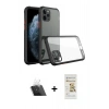 MARSİLYAN™- iPhone 11 Pro Max Kılıf Nova Asil Özel Seri - Siyah Mat Seramik Nano Ekran Koruyucu + Kamera Lens Koruma Cam - SF