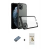 MARSİLYAN™- iPhone 11 Pro Max Kılıf Nova Asil Özel Seri - Siyah Mat Seramik Nano Ekran Koruyucu + Metal Kamera Lens Koruma Cam - GD