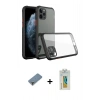 MARSİLYAN™- iPhone 11 Pro Max Kılıf Nova Asil Özel Seri - Siyah Polymer Nano Ekran Koruyucu + Metal Kamera Lens Koruma Cam - AKYL