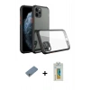 MARSİLYAN™- iPhone 11 Pro Max Kılıf Nova Asil Özel Seri - Siyah Polymer Nano Ekran Koruyucu + Shine Kamera Lens Koruma Cam - GS
