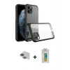MARSİLYAN™- iPhone 11 Pro Max Kılıf Nova Asil Özel Seri - Siyah Polymer Nano Ekran Koruyucu + Pers Alüminyum Kamera Lens - YL