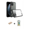 MARSİLYAN™- iPhone 11 Pro Max Kılıf Nova Asil Özel Seri - Siyah Polymer Nano Ekran Koruyucu + Renkli Kamera Lens Koruma Cam - TU