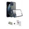MARSİLYAN™- iPhone 11 Pro Max Kılıf Nova Asil Özel Seri - Siyah Seramik Nano Ekran Koruyucu + Rainbow Kamera Lens Koruma Cam - GD