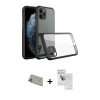 MARSİLYAN™- iPhone 11 Pro Max Kılıf Nova Asil Özel Seri - Siyah Seramik Nano Ekran Koruyucu + Rainbow Kamera Lens Koruma Cam - GD