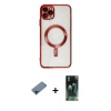 MARSİLYAN™- iPhone 11 Pro Max Kılıf Nova Işık Özel Seri - Şeffaf 360 Full Body Arka Koruyucu + Siyah Shine Kamera Lens Koruma Cam