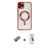MARSİLYAN™- iPhone 11 Pro Max Kılıf Nova Işık Özel Seri - Şeffaf Pasifik Cam Ekran Koruyucu + Siyah Metal Kamera Lens Koruma Cam