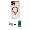 MARSİLYAN™- iPhone 11 Pro Max Kılıf Nova Işık Özel Seri - Siyah 18D Cam Ekran Koruyucu + Gold Rainbow Kamera Lens Koruma Cam