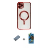 MARSİLYAN™- iPhone 11 Pro Max Kılıf Nova Işık Özel Seri - Siyah 18D Cam Ekran Koruyucu + Metal Kamera Lens Koruma Cam - GS