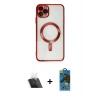 MARSİLYAN™- iPhone 11 Pro Max Kılıf Nova Işık Özel Seri - Siyah 18D Cam Ekran Koruyucu + Şeffaf Kamera Lens Koruma Cam