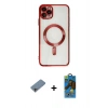 MARSİLYAN™- iPhone 11 Pro Max Kılıf Nova Işık Özel Seri - Siyah 18D Cam Ekran Koruyucu + Shine Kamera Lens Koruma Cam - GI