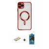 MARSİLYAN™- iPhone 11 Pro Max Kılıf Nova Işık Özel Seri - Siyah 18D Cam Ekran Koruyucu + Yeşil Renkli Kamera Lens Koruma Cam