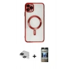 MARSİLYAN™- iPhone 11 Pro Max Kılıf Nova Işık Özel Seri - Siyah 34D Hayalet Izgaralı Cam + Pers Alüminyum Kamera Lens - SH