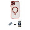 MARSİLYAN™- iPhone 11 Pro Max Kılıf Nova Işık Özel Seri - Siyah 34D Hayalet Izgaralı Cam + Shine Kamera Lens Koruma Cam - SH