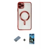 MARSİLYAN™- iPhone 11 Pro Max Kılıf Nova Işık Özel Seri - Siyah 34D Izgaralı Cam + Shine Kamera Lens Koruma Cam - GS