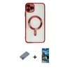 MARSİLYAN™- iPhone 11 Pro Max Kılıf Nova Işık Özel Seri - Siyah 34D Izgaralı Cam + Metal Kamera Lens Koruma Cam - AKYL