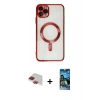 MARSİLYAN™- iPhone 11 Pro Max Kılıf Nova Işık Özel Seri - Siyah 34D Izgaralı Cam + Pers Alüminyum Kamera Lens - KI