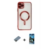 MARSİLYAN™- iPhone 11 Pro Max Kılıf Nova Işık Özel Seri - Siyah 34D Izgaralı Cam + Shine Kamera Lens Koruma Cam - GD