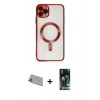 MARSİLYAN™- iPhone 11 Pro Max Kılıf Nova Işık Özel Seri - Siyah 360 Mat Full Body Arka Koruyucu + Gold Rainbow Kamera Lens Koruma Cam