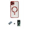 MARSİLYAN™- iPhone 11 Pro Max Kılıf Nova Işık Özel Seri - Siyah 360 Mat Full Body Arka Koruyucu + Gold Shine Kamera Lens Koruma Cam