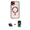 MARSİLYAN™- iPhone 11 Pro Max Kılıf Nova Işık Özel Seri - Siyah 360 Mat Full Body Arka Koruyucu + Kamera Lens Koruma Cam - SF