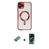 MARSİLYAN™- iPhone 11 Pro Max Kılıf Nova Işık Özel Seri - Siyah 360 Mat Full Body Arka Koruyucu + Shine Kamera Lens Koruma Cam - MI
