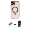 MARSİLYAN™- iPhone 11 Pro Max Kılıf Nova Işık Özel Seri - Siyah 360 Mat Full Body Arka Koruyucu + Metal Kamera Lens Koruma Cam - MR