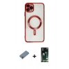 MARSİLYAN™- iPhone 11 Pro Max Kılıf Nova Işık Özel Seri - Siyah 360 Mat Full Body Arka Koruyucu + Metal Kamera Lens Koruma Cam - GD