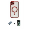 MARSİLYAN™- iPhone 11 Pro Max Kılıf Nova Işık Özel Seri - Siyah 360 Mat Full Body Arka Koruyucu + Metal Kamera Lens Koruma Cam - MI