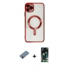 MARSİLYAN™- iPhone 11 Pro Max Kılıf Nova Işık Özel Seri - Siyah 360 Mat Full Body Arka Koruyucu + Shine Kamera Lens Koruma Cam - PE