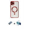 MARSİLYAN™- iPhone 11 Pro Max Kılıf Nova Işık Özel Seri - Siyah 3D Antistatik Cam Ekran Koruyucu + Shine Kamera Lens Koruma Cam - GD