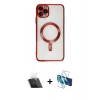 MARSİLYAN™- iPhone 11 Pro Max Kılıf Nova Işık Özel Seri - Siyah 3D Antistatik Cam Ekran Koruyucu + Kamera Lens Koruma Cam - SF