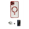 MARSİLYAN™- iPhone 11 Pro Max Kılıf Nova Işık Özel Seri - Siyah 3D Antistatik Hayalet Cam Ekran Koruyucu + Pers Alüminyum Kamera Lens - YL