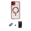 MARSİLYAN™- iPhone 11 Pro Max Kılıf Nova Işık Özel Seri - Siyah 3D Antistatik Hayalet Cam Ekran Koruyucu + Metal Kamera Lens Koruma Cam - MI