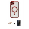 MARSİLYAN™- iPhone 11 Pro Max Kılıf Nova Işık Özel Seri - Siyah 3D Antistatik Hayalet Cam Ekran Koruyucu + Renkli Kamera Lens Koruma Cam - MI