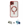 MARSİLYAN™- iPhone 11 Pro Max Kılıf Nova Işık Özel Seri - Siyah 3D Antistatik Seramik Nano Ekran Koruyucu + Rainbow Kamera Lens Koruma Cam - YL