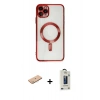 MARSİLYAN™- iPhone 11 Pro Max Kılıf Nova Işık Özel Seri - Siyah Bilvis Hayalet Cam Ekran Koruyucu + Renkli Kamera Lens Koruma Cam - PE