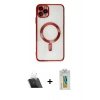 MARSİLYAN™- iPhone 11 Pro Max Kılıf Nova Işık Özel Seri - Siyah Polymer Nano Ekran Koruyucu + Kamera Lens Koruma Cam - SF