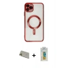 MARSİLYAN™- iPhone 11 Pro Max Kılıf Nova Işık Özel Seri - Siyah Polymer Nano Ekran Koruyucu + Rainbow Kamera Lens Koruma Cam - GD