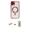 MARSİLYAN™- iPhone 11 Pro Max Kılıf Nova Işık Özel Seri - Siyah Polymer Nano Ekran Koruyucu + Renkli Kamera Lens Koruma Cam - SI