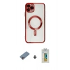 MARSİLYAN™- iPhone 11 Pro Max Kılıf Nova Işık Özel Seri - Siyah Polymer Nano Ekran Koruyucu + Shine Kamera Lens Koruma Cam - PE