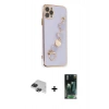 MARSİLYAN™- iPhone 11 Pro Max Kılıf Nova Işık Prime - Şeffaf 360 Full Body Arka Koruyucu + Siyah Pers Alüminyum Kamera Lens