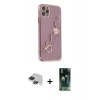 MARSİLYAN™- iPhone 11 Pro Max Kılıf Nova Işık Prime - Şeffaf 360 Full Body Arka Koruyucu + Siyah Pers Alüminyum Kamera Lens