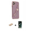 MARSİLYAN™- iPhone 11 Pro Max Kılıf Nova Işık Prime - Şeffaf 360 Full Body Arka Koruyucu + Renkli Kamera Lens Koruma Cam - TU