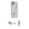 MARSİLYAN™- iPhone 11 Pro Max Kılıf Nova Işık Prime - Şeffaf Pasifik Cam Ekran Koruyucu + Pers Alüminyum Kamera Lens - KI