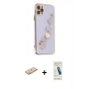 MARSİLYAN™- iPhone 11 Pro Max Kılıf Nova Işık Prime - Şeffaf Pasifik Cam Ekran Koruyucu + Renkli Kamera Lens Koruma Cam - SI
