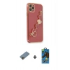 MARSİLYAN™- iPhone 11 Pro Max Kılıf Nova Işık Prime - Siyah 18D Cam Ekran Koruyucu + Shine Kamera Lens Koruma Cam - GD
