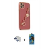 MARSİLYAN™- iPhone 11 Pro Max Kılıf Nova Işık Prime - Siyah 18D Cam Ekran Koruyucu + Pers Alüminyum Kamera Lens - LT