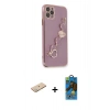 MARSİLYAN™- iPhone 11 Pro Max Kılıf Nova Işık Prime - Siyah 18D Cam Ekran Koruyucu + Renkli Kamera Lens Koruma Cam - YL