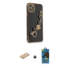 MARSİLYAN™- iPhone 11 Pro Max Kılıf Nova Işık Prime - Siyah 18D Cam Ekran Koruyucu + Renkli Kamera Lens Koruma Cam - TU